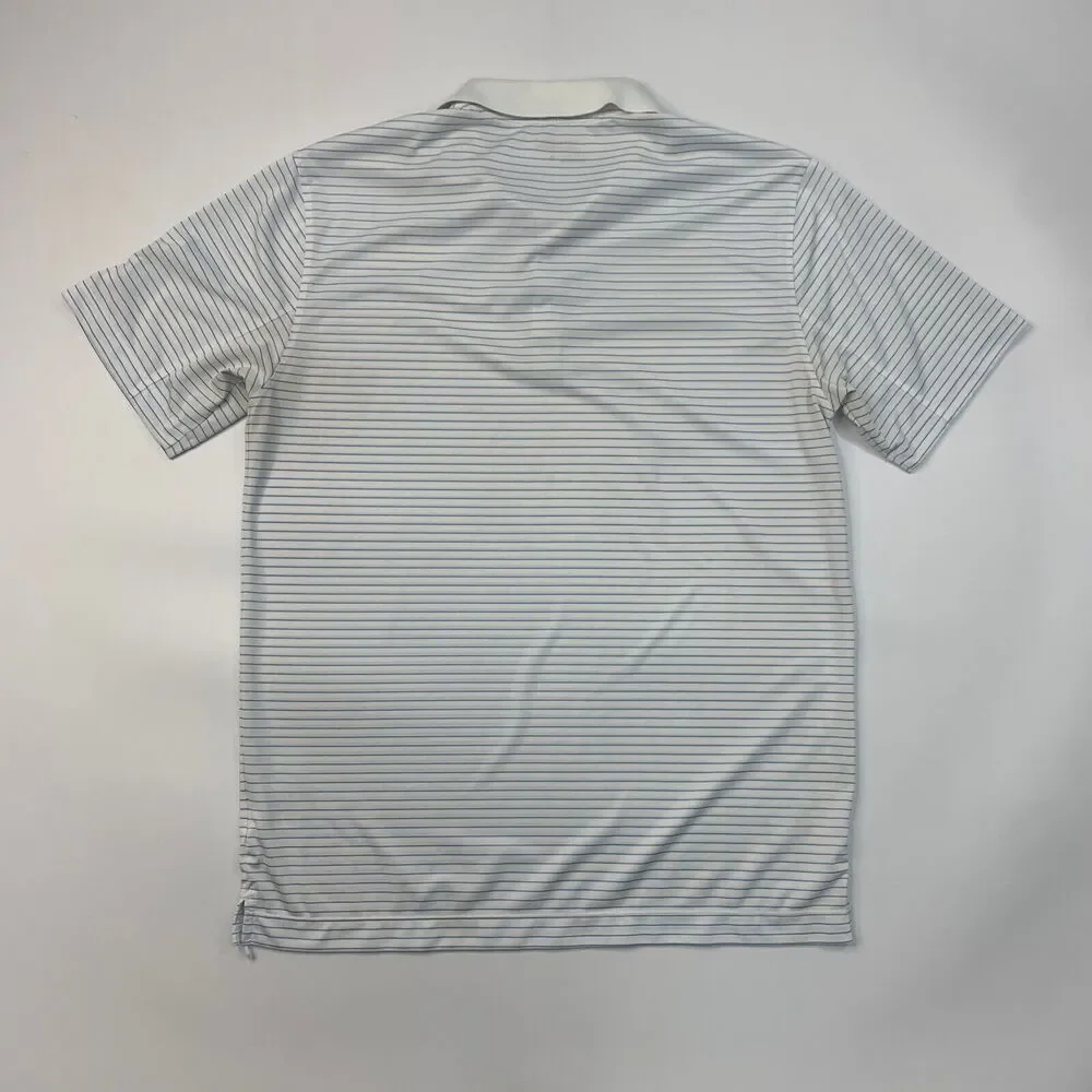 Nike Polo Shirt Mens M Medium White Victory Stripe Golf Tour Performance *READ